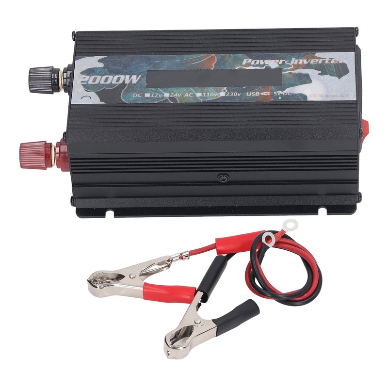 2000W Solar Car Inverter with Fan LCD Screen DC to