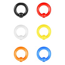 ZS 6Pcs Captive Bead Rings Spring Action BCR Ball Rings, 0G 2G 4G 6G 8G 12G PA Ring, Acrylic Nose Septum Rings Pierced Body Jewelry for Men Women (4G)