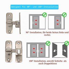 Pexintek 2pcs Small Sliding Door Lock 90 Degree Latch Vintage Silver