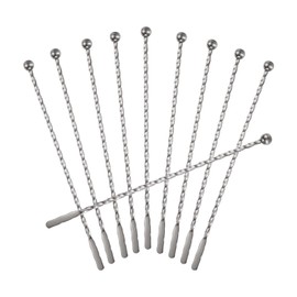 uxcell 10 Pcs Stainless Steel Fruit Sticks, 7.5 Inches Coffee Beverage Stirrers Drink Swizzle Stick, Reusable Drink Sticks, Twisted Spiral Pattern, Silver