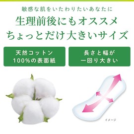 Sarasati 100% Cotton, Wide & Long, Slightly Large, Safe Size, Unscented, 40 Sheets x 3 Packs