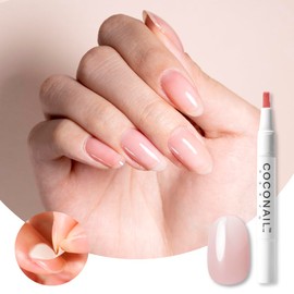 HEMA Free Removable Gel Nail Self Nail Gel Nail Seal Peel Off Color Gel Nail Tip Anti Allergen Transparent Easy Beginner Self Kit Set Clear Base Sheer Color Top Pen Brush Stick COCONAIL BS02 Smooth