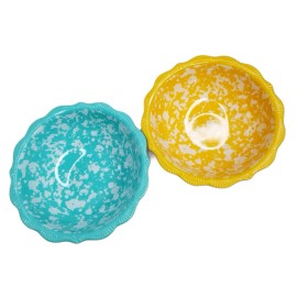 The Pioneer Woman Pioneer Woman Melamine Dip Bowl 2Pc Set Floral Delaney Country Splatter 5.23"New - Country Splatter - Green & Yellow