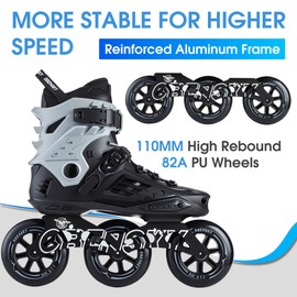 OBENSKY Adults Roller Blades for Women & Men, Inline Skates High Professional Roller Skate Blade for Teens, Fitness & Recreation Racing Skates, Black & Gray, Size 6.5-10.5
