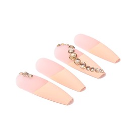 Brishow Coffin False Nails Press on Nails French Long Fake Nails Ballerina Acrylic Stick on Nails 24pcs for Women and Girls (k)