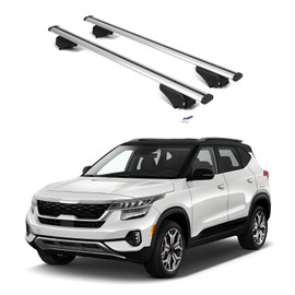 ERKUL Roof Rack Cross Bars for Kia Seltos 2021-2025 | Aluminum Crossbars with Anti Theft Lock for Rooftop | Compatible with Flush Rails - Silver