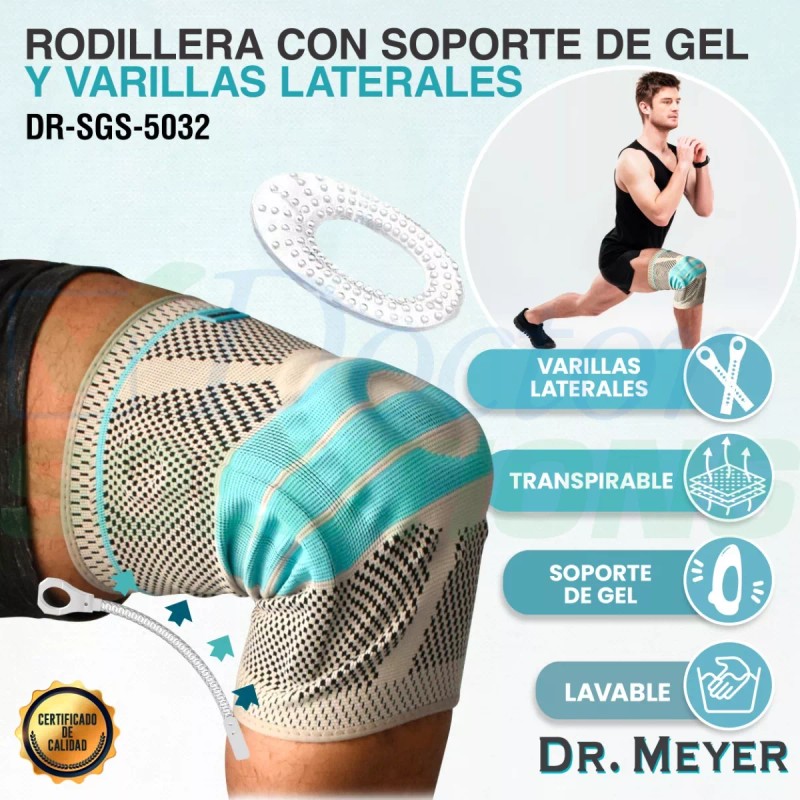 Dr. Meyer Rodillera Con Soporte De Gel Y Varillas Laterales