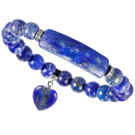 Mookaitedecor Heart Charm Stretch Bracelet for Women made of Natural Healing Crystal Stone Beads, NA