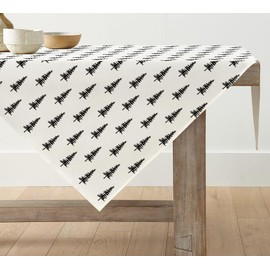 Artoid Mode Black Trees Christmas Tablecloth, Table Linen, Winter Kitchen Table Decoration, Indoor, Holiday, Party Decor, 85 x 85 cm