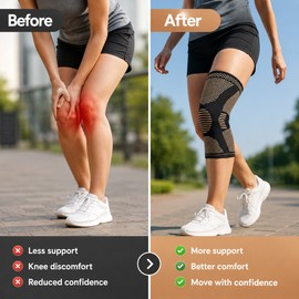 Copper Knee Compression Sleeve for Support – Lightweight Nylon Knee Protector for Sports Daily Use