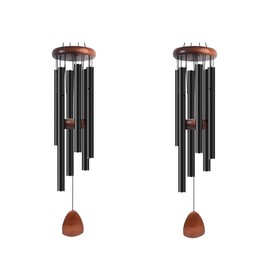 Bursvik Large Aluminium Wind Chimes 37" Inches to Create a Zen Atmosphere Suitable for Outdoor, Garden, Patio Decoration Wind Chimes with Wind Catcher Suitable as A Gift for Unisex(2 Pack Black)