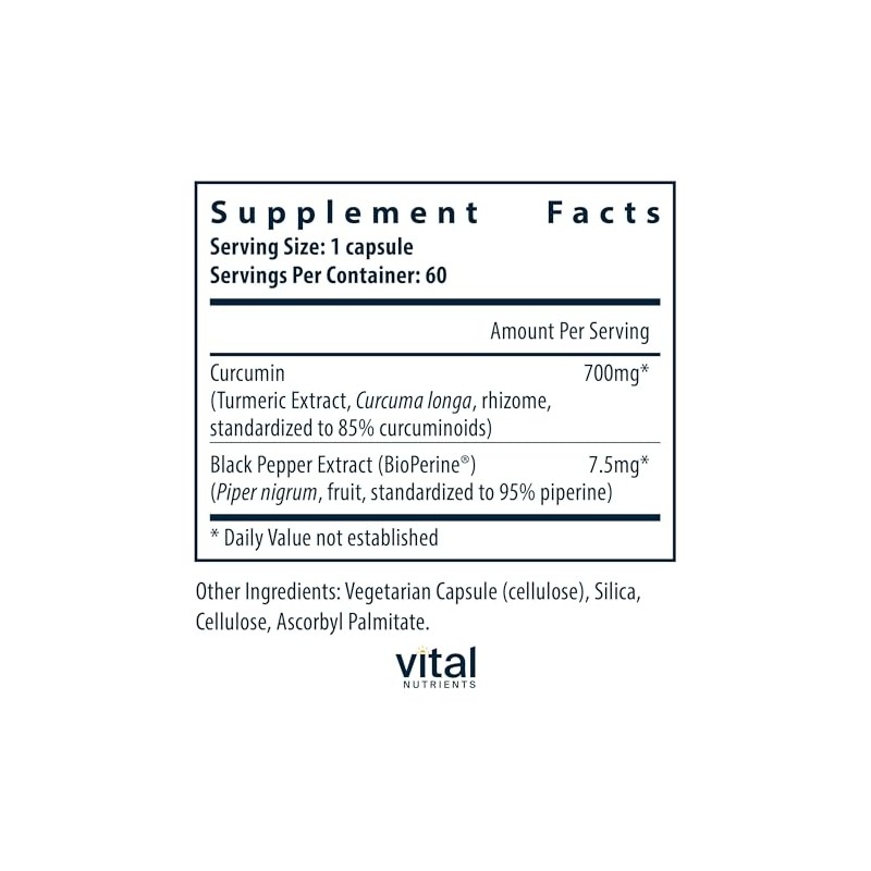 Vital Nutrients – Extracto de curcumina (con bioperina) – Apoyo