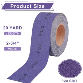 AUSTOR Premium 120 Grit PSA Purple Film Ceramic Longboard Sandpaper Roll, 2-3/4" x 20 Yards Sanding Sheet Self-Adhesive Sand Paper Roll for Auto Wood Air File Sanders Hand Sanding Blocks