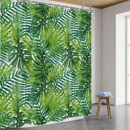 GOOESING Rainforest Shower Curtain Tropical Green Leaves Shower Curtain Bathroom Curtain with Hooks Bathroom Decor Washable Durable Waterproof Fabric 180x180cm