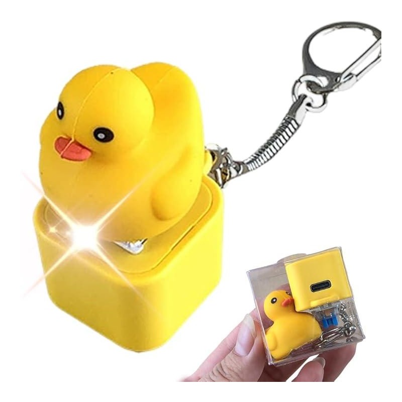 Duck Quacking Keychain & Cat Meowing Keychain, Funny Quacking Duck