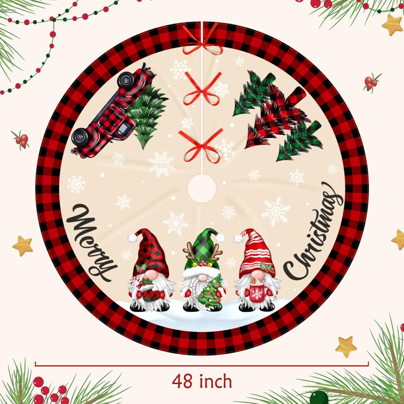 Christmas Tree Skirt 48 Inch Buffalo Plaid Tree Skirt Red