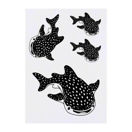 4 x 'Cute Whale Shark' Temporary Tattoos - Water Resistant, Skin-Safe, Non-Toxic Transfers, Mixed Sizes (TO00076198)