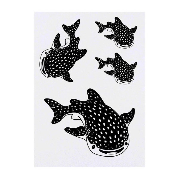 4 x 'Cute Whale Shark' Temporary Tattoos - Water Resistant,