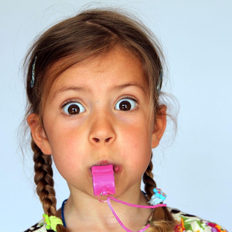 24PCS Pink Whistles with Lanyard Whistle for Coaches, Plastic Loud