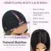 DÉBUT Long Wavy Synthetic Lace Front Wigs Ombre Dark Blonde