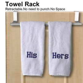 Over Door Towel Rail,Adjustable Towel Bar, Retractable Bath Towel Holder Stainless Steel Bathroom Towel Rack, 8.5 to 13.3 Inch(34cm Retractable Horizontal bar)