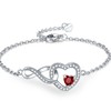Exqele Infinity Heart Birthstone Charm Bracelet for Women Crystal Moissanite