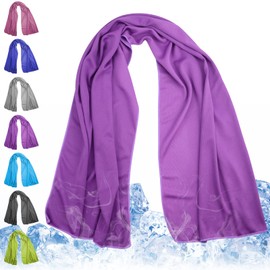 Meiyante Cooling Towel for Neck and Face - 43.3" x 15.7" - Quick-Dry Microfiber - Ideal for Hot Weather, Gym, Fitness, Camping, Yoga, Run Gift - Purple
