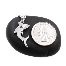 Shark Necklaces Making a Heart, Best Friends and Couples Sea Animal Jewelry, Custom Cut Initials, Nose to Nose, Hand Cut Coin, By NameCoins