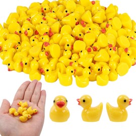 Pack of 100 Mini Ducks Animal Figures, Mini Ducks Resin, Miniature Ducks Mini Resin Ducks, Mini Duck Figures, Mini Resin Ducks for Crafts, DIY Potting, Micro Landscape Decorations Supplies