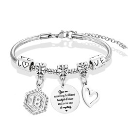 LAXPICOL Birthday Gifts for Girls, Charm Bracelets for Teen Girls 13th 14th 16th 18th Birthday Jewelry Gift for Daughter Niece Sister Friend Teen Girls, Stainless steel fabric