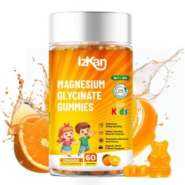 Magnesium Glycinate Gummies 100mg for Kids, Vitamin D3 Magnesium Gummies for Sleep, Brain, Focus, Bone, Gluten Free, Non GMO, Vegan, 60 Gummies (1)