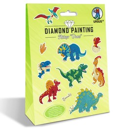 Ursus 43500009 Diamond Painting Sticker Dinos, Set of 2 Sticker Sheets in Different Designs, Diamond Stones, Picker, Wax and Bowl, Includes Instructions (English language not guaranteed)