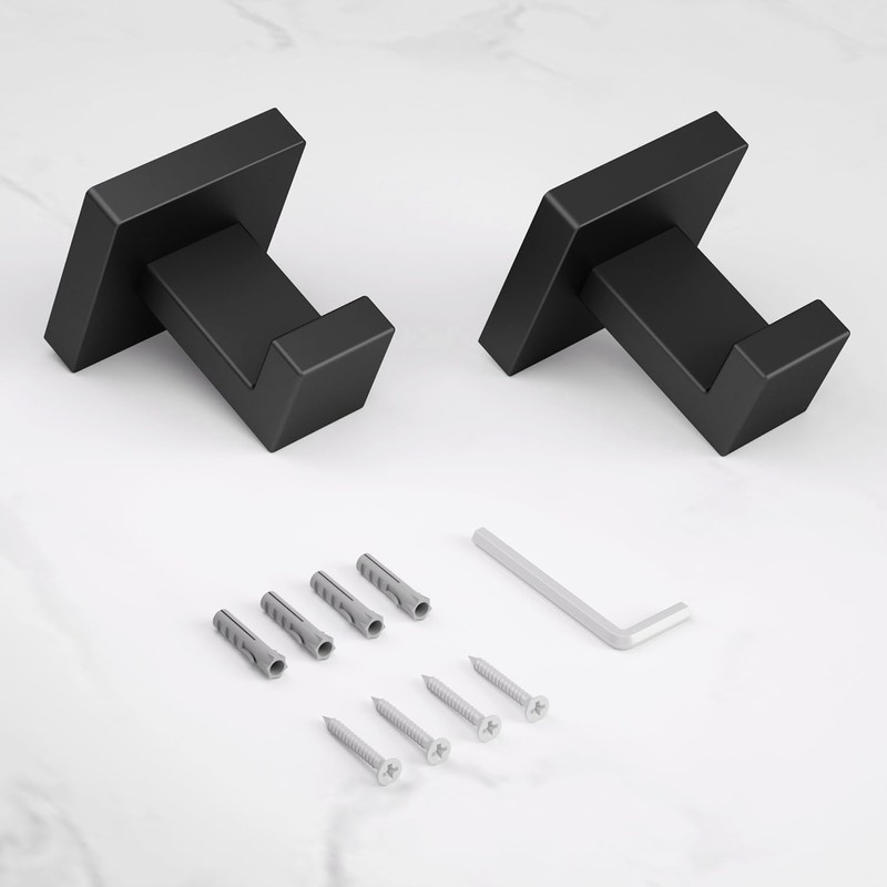 HITSLAM Towel Hooks for Bathroom Wall Mounted, Black Bathroom Hooks,
