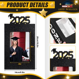 Foilswirl 8 Sets of 2025 Graduation Table Decorations Photo Centerpieces for Table Graduation Picture Frames Box Lighted Done Grad Party Favor for College Graduate Friends Gifts(Black)