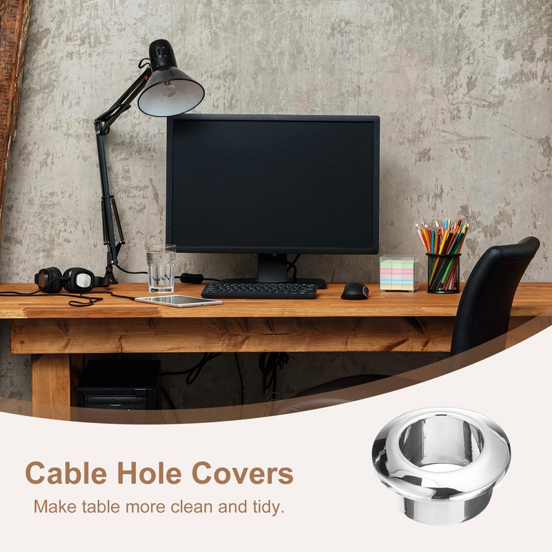 sourcing map 4Pcs Cable Hole Cover, 12/32 inch(18mm) ABS Office