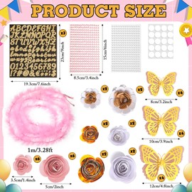 Daifunli 2025 DIY Graduation Cap Decorations Kit Grad Cap Accessory Include Faux Artificial Flower Feather Trim 3D Butterfly Pearl Rhinestones Stickers for Grad Party Decor(Fresh Color)