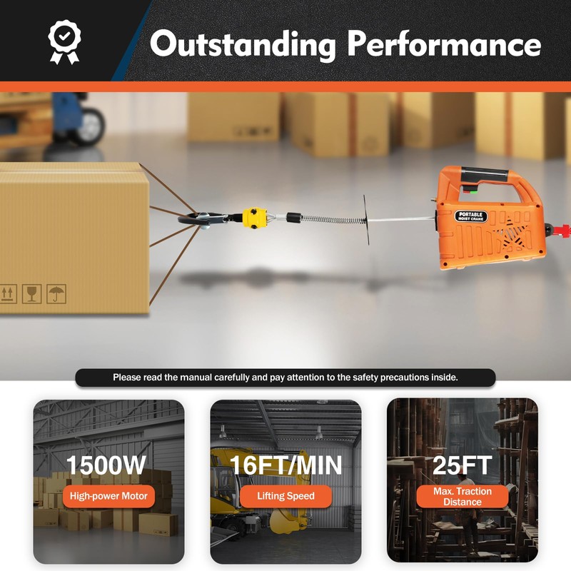 CUBELLIN 2-in-1 Electric Hoist 110V Electric Winch with Wireless Remote