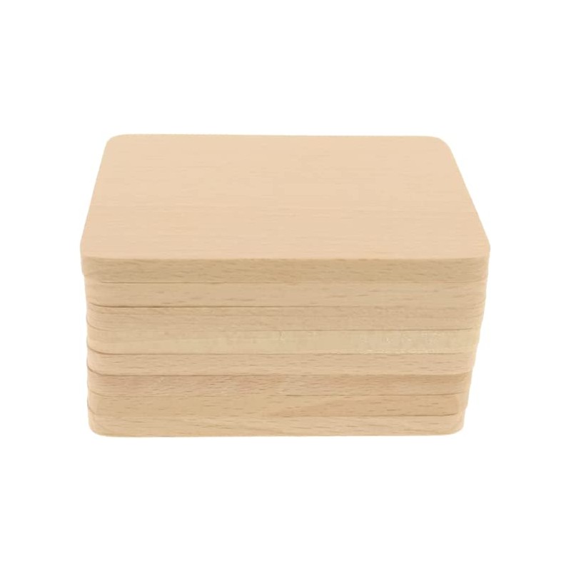 teemando® 8 x Beech Wood Coasters 10cm Decorative Coasters for
