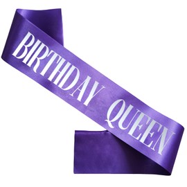KETAOO Birthday Queen Sash, Silver Foil Purple Birthday Sash for Women 21st 30th 40th 50th 60th 70th Fun Birthday Party Favors Gifts Decorations