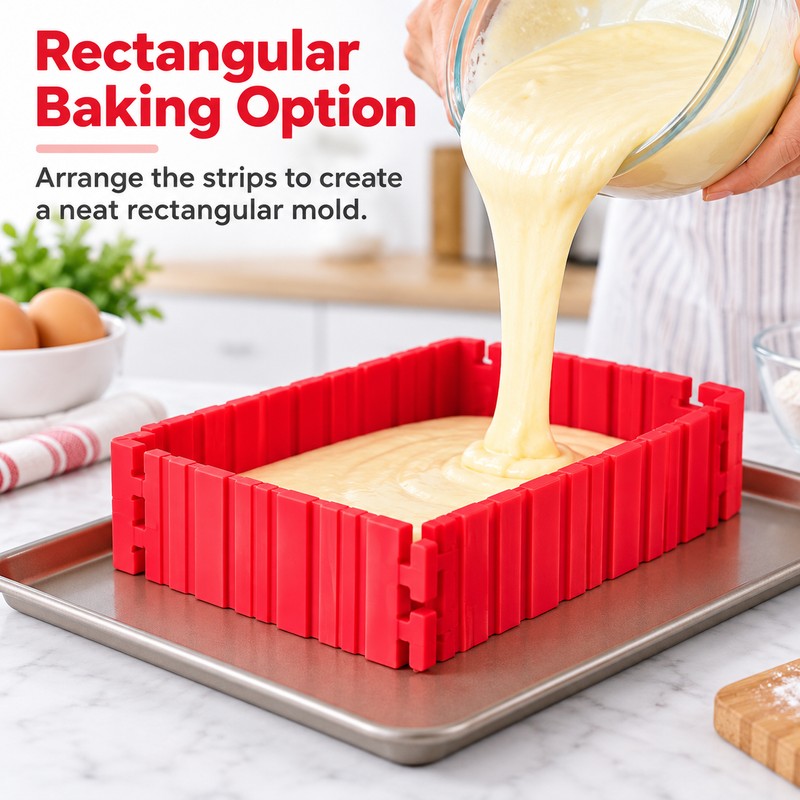 Adjustable Silicone Cake Mold for DIY Baking – 4-Piece Interlocking