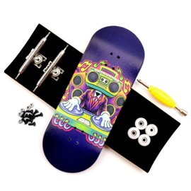 RACOFSB 36mm Pro Fingerboard with Wooden Finger Skateboard Deck Upgraded Finger Board Trucks Street Shape Bearing Wheels (DJ)