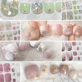 COLORBIRD Nail Seal, Spring and Summer, Foot Nail Seal, Foot Nail Seal, Cute, Flower, Sheer, Foil, Pearl Parts (A-017 A-018 A-019 A-020)
