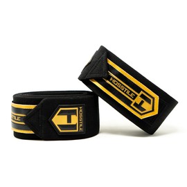 HOSSTILE Heavy Duty Knee Wraps (Pair) – Durable Cotton-Polyester Blend, Hook and Loop Fastener, Reinforced Stitching for Stability & Compression for Bodybuilding & Powerlifting