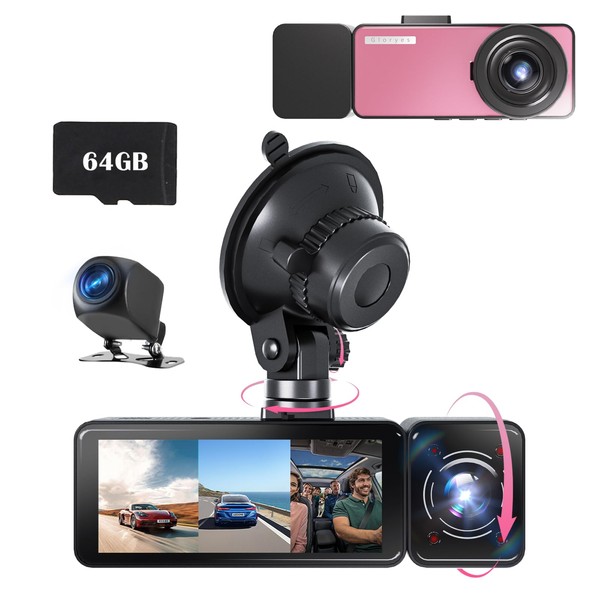 car Cameras Dash Cam for car,3 Channel Dash Cam 2.5K