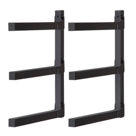 mekpiwu 3-layer wooden storage metal rack, wall mounted storage rack, suitable for storage shelves in sheds and garages (black, 2pcs)