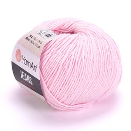 3 Ball (Skein) YarnArt Jeans Yarn, 55% Cotton 45% Polyacrylic, Total 5.28 Oz. Each 1.76 Oz (50g)/160 m (174 yds), Yarn Weight: 2 : Fine-Sport (74 - Light Pink, 3 Pack)