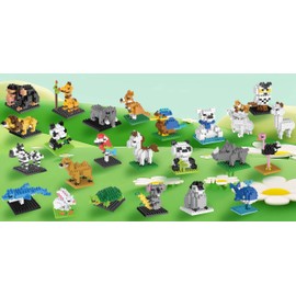 FUN LITTLE TOYS Party Favors for Kids, Mini Animals Building Blocks Sets for Goodie Bags, Prizes, Birthday Gifts, 24 Boxes