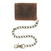 Cazoro Men's RFID Vintage Leather Trifold Chain Wallet, Antique Brown