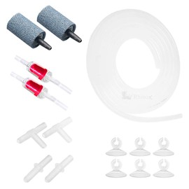 Rhinox Aquarium Airline Tubing Set, DIY CO2 Diffuser Kit, 6-Feet Airline Tubing, 2 Air Stones and Check Valves, 4 Connectors, 6 Suction Cups, Standard Fit Diameter for Freshwater and Saltwater Tanks