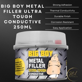 Silverhook Big Boy Metal Filler Conductive 250ml Bundle Car Body Filler & Body Filler Kit Includes 3 Spreaders, 10pcs Assorted Sandpaper, A Microfibre Cloth, A Pair Of Gloves And A Dust Mask